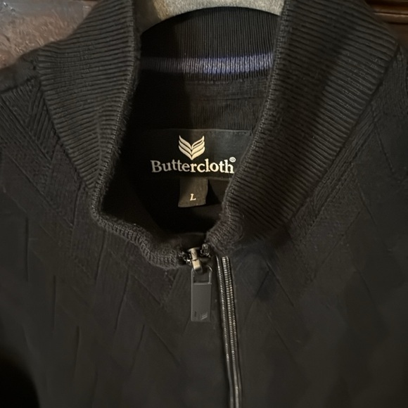 Buttercloth Men’s 1/2 Zip Up Black Pullover Sweater size L - Picture 2 of 7